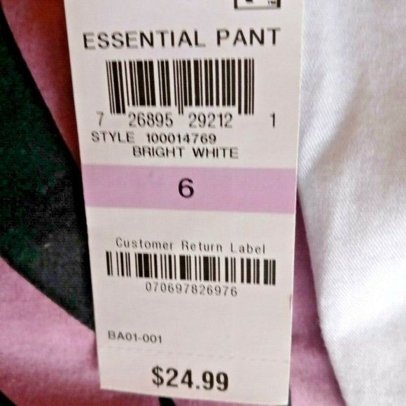 Maison Jules Bright White Essential Cuffed Ankle Pants 6 Mid Rise - Picture 4 of 4